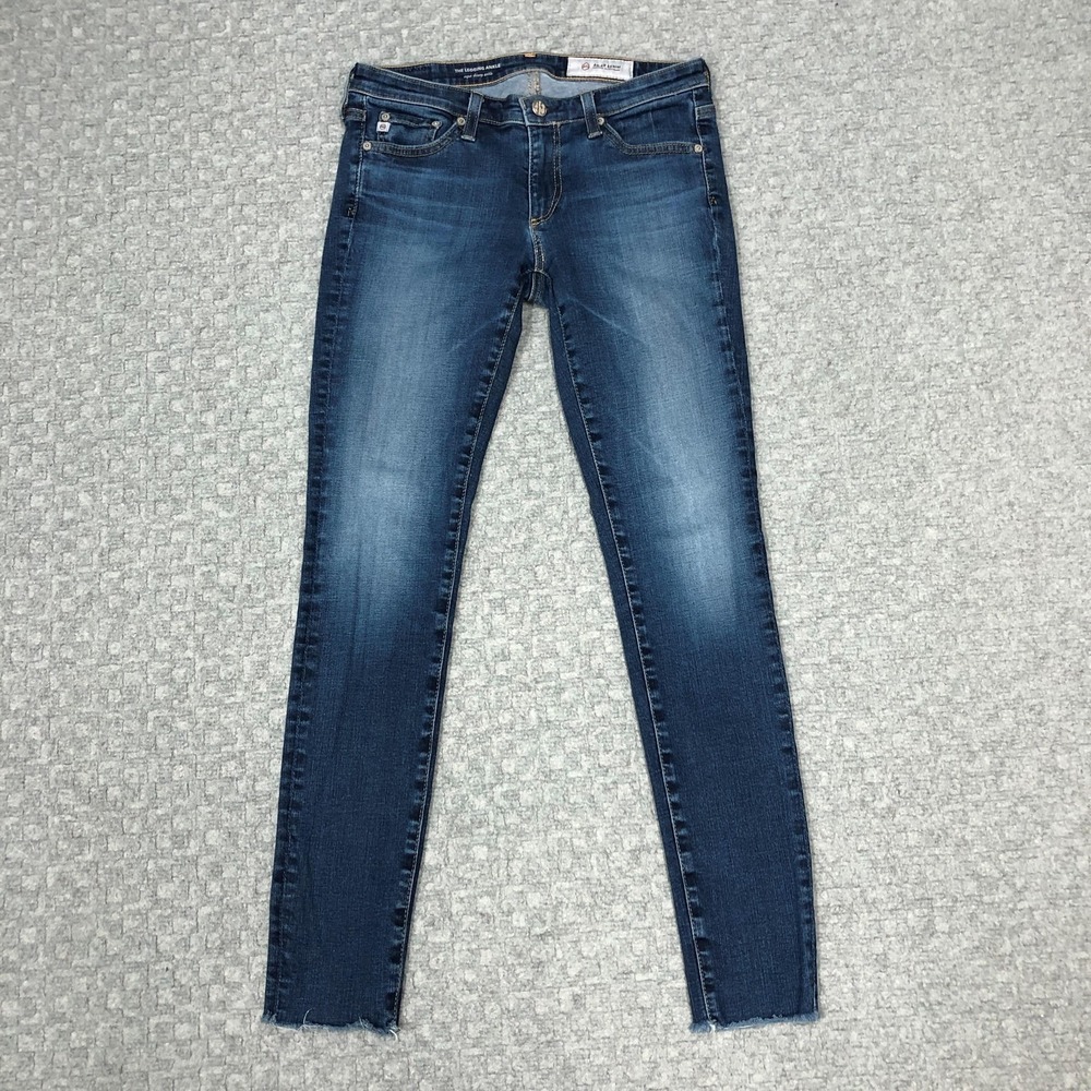 AG Adriano Goldschmied Jeans Womens 26 Blue Legging Ankle Super Skinny Raw Hem